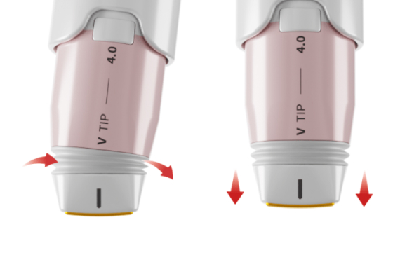 Hình ảnh hiệu quả nâng cơ ôm sát đường cong khuôn mặt với đầu tip Hidden Edge